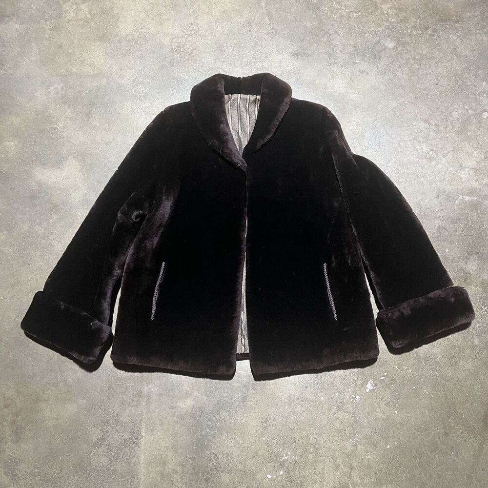 Vintage 70s Dark Brown Faux Fur Jacket
